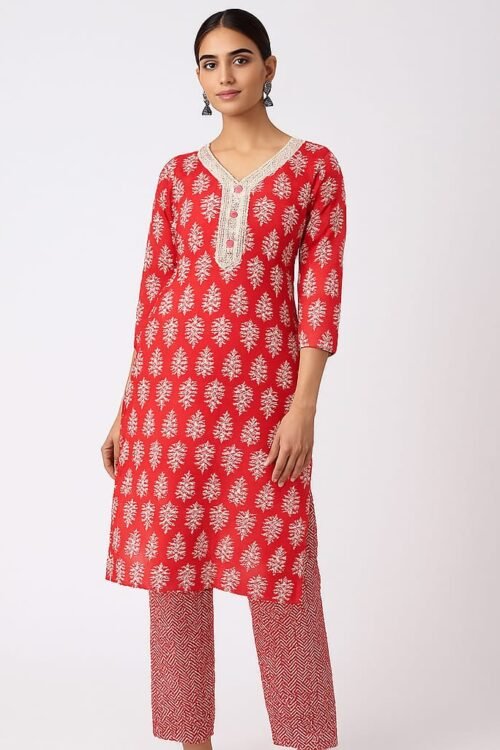 Cotton Print 60*60 Neck Crosiya Lases+ Botton. Pant All Over Lastik & One Sided Pocket.