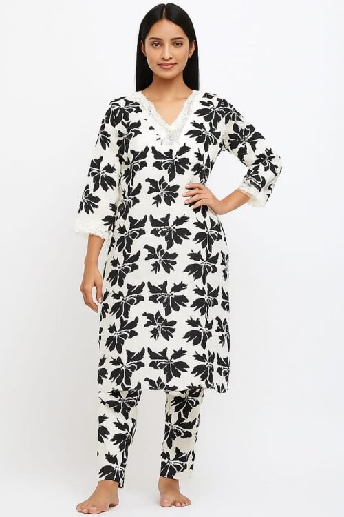 Cotton Print 60*60 Neck Lases. Pant All Over Lastik & One Sided Pocket.